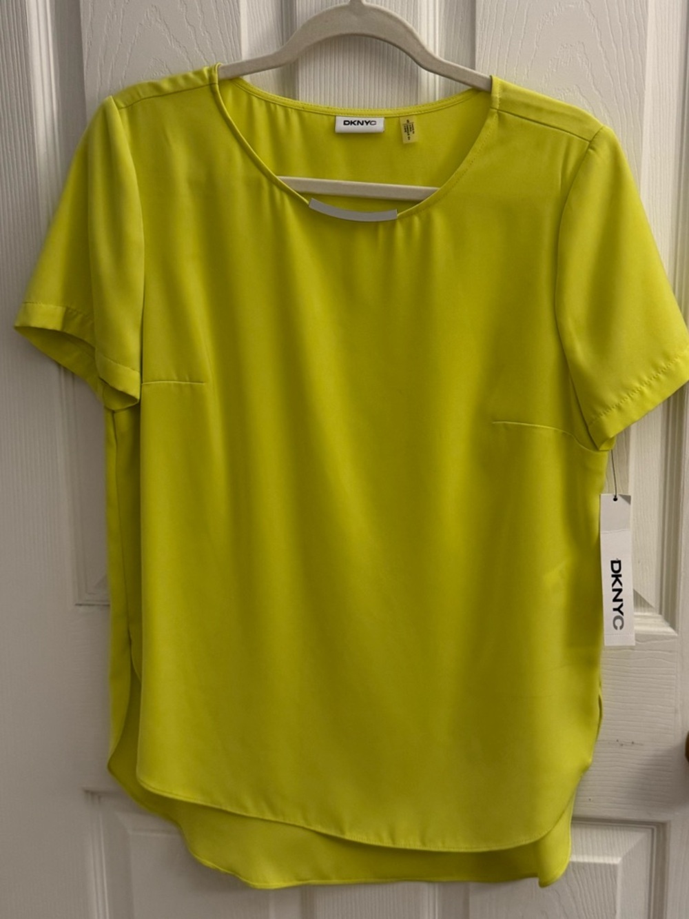 DKNYC Neon Chartreuse Short Sleeve Blouse